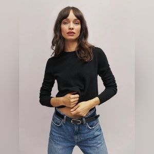 Reformation Dana Cashmere Black Crew Sweater - Size Small